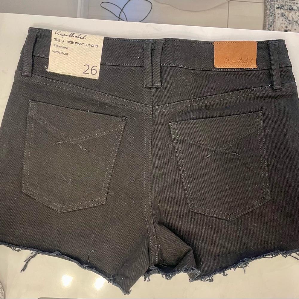 Unpublished Stella High Rise Black Cut-off Shorts, Size 26
